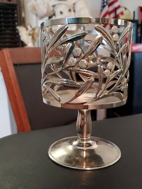 Silver Leaf Decorative Candle Holder